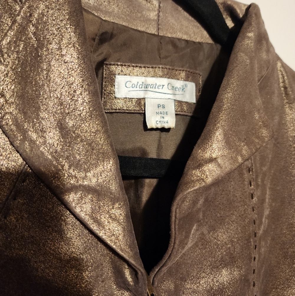 ColdWater Creek Metallic 100% Leather Jacket - Picture 3 of 5